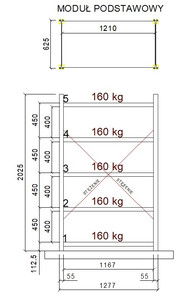 Regał półkowy typu UZ - 1210x625mm  H=2025mm; kolumna podstawowa (1) (1)