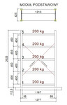 Regał półkowy typu UZ - 1210x425mm  H=2025mm; kolumna podstawowa (1) (1) (1)